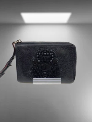 Christian Louboutin L-shaped Zipper Wallet Leather Black Emblem Studs  Authentic - Image 1 of 4