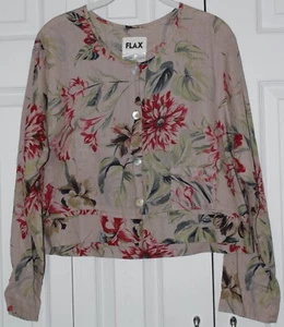 FLAX Linen Floral Jacket Top Size S - Picture 1 of 6