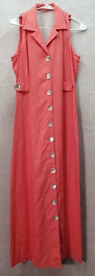 Женское длинное платье-жилет Positive Attitude 12 из кораллового льна на пуговицах спереди без спинки - Изображение 1 из 4