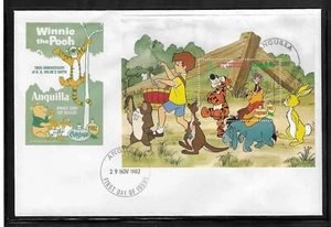 Anguilla Christmas 1982 Winnie the Pooh Disney FDC , - Sc # SS 520 -DI 5391 - Picture 1 of 2