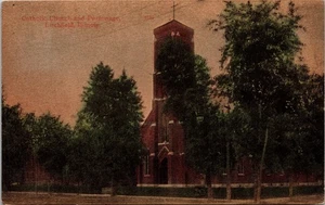 Postcard IL Litchfield Roman Catholic Church & Parsonage Art Mfg. Co. 1909 V150 - Bild 1 von 2