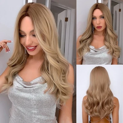 Women Ombré Blonde Wave Curly Hair Long Wigs Long Natural Synthetic Party Daily  - Image 1 of 4