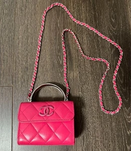 Borsa a tracolla CHANEL Mini Matelasse rosa pelle di agnello catena usata con scatola ottima - Foto 1 di 17