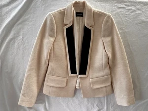 Club Monaco Tailored Crop Blazer Blush French Cream w/ Black Silk Lapel Size 4 - Picture 1 of 16