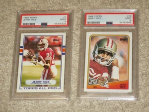 Jerry Rice 1988 1989 Topps ICONIC CARD BUNDLE #38 #43 HOF 49ers PSA 9 MINT LOT - Picture 1 of 2