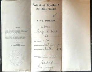 (GBR-936)GB 1897 QV West of Scotland Fire Office Vintage Fire Policy Document - Picture 1 of 5