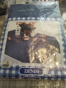 Vtg Denim Tablecloth Cotton & Polyester Blend Bardwil Linens 60x84 Oval – Blue - Picture 1 of 4