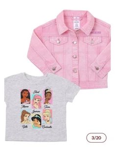 New Disney Princess PINK DENIM JEAN JACKET w/T-Shirt Set Girls Size 4T - Picture 1 of 10