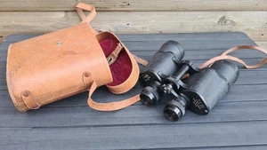 PAIR CRYSTAL MEIKO  7 x 50 FIELD BINOCLARS & HARD LEATHER CASE - Picture 1 of 7
