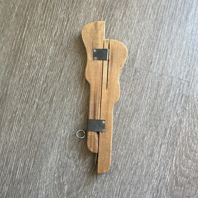 Vintage Susan Burr Wood & Brass Rug hook tool 9" - Image 1 of 4