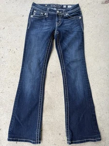 Jeans Miss Me Girls sz 14 Blue Denim KE8058b2jJ Bootcut Embroidered Embellished - Picture 1 of 18
