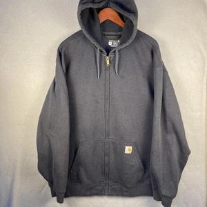 Carhartt Hoodie Mens 2XL Blue Full Zip K122 Pockets Workwear Outdoor - Picture 1 of 14