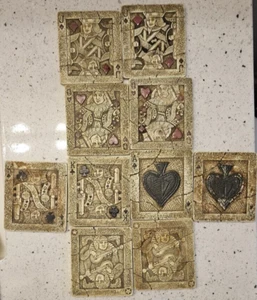 Set 10 Sottobicchieri Vintage Piastrelle Carte da Gioco Poker Gioco Notte Casinò Uomo Cave - Foto 1 di 6