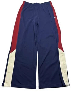 NWT Women's Year Round Teryy High Waisted Wide Leg Snap Pant Size Large Navy/Red - Picture 1 of 14