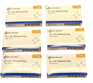 ACME 21-022 Biohazard Bags 20 gallon, Red - FIRST AID ONLY branded - 6 Bag Lot - Picture 1 of 7