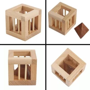 Secret Pyramid Wood Brain Teaser Intelligence Puzzles Kid 3D IQ Trick Toys HOTUS - Picture 1 of 10