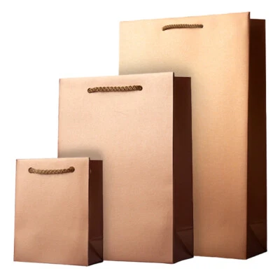 GIFT BAG SHOP Luxury ROSE GOLD Gift Bag with rope handles UK Manufacturer - CHOOSE YOUR SIZE