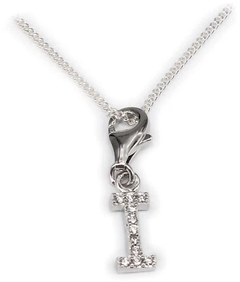 Ciondolo Charm Lettera Dell'Alfabeto I Zirconia 10 MM Argento 925 Incl. Piatta - Immagine 1 di 3