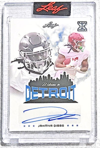 2023 Jahmyr Gibbs Leaf Welcome to Detroit Autograph Auto Rookie!  #/71!  Wow!