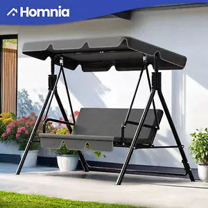 3 Person Patio Swing Hanging Chair Waterproof Stand Steel w/ Adjustable Canopy - Picture 1 of 12