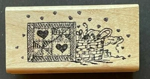 Cesta de picnic edredón parche manta corazones símbolo de amor sello de goma de San Valentín - Imagen 1 de 4