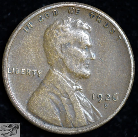 1926 S Lincoln Wheat Cent, Penny, Very Fine, Reverse Lamination, Free Ship C6408 Cover