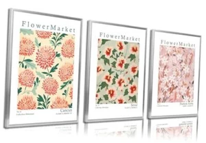 3Pcs Flower Market Canvas Wall Art Minimalist Danish Pastel 12x16in posters - Picture 1 of 7