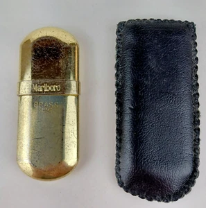 Marlboro Brass No. 6 Lighter with Leather Case VTG 2.75" long x 1" wide - Picture 1 of 6