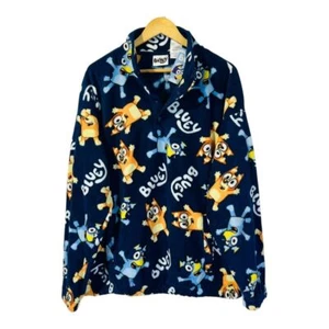Bluey Fleece Quarter Snap Navy Blue Sweatshirt Print Women Size Medium NWT - Picture 1 of 11