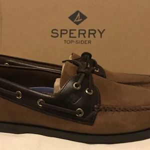 NUEVO Zapatos de Barco Sperry Top Sider Para Hombre Talla 9 W Cuero Originales Auténticos 195412 - Imagen 1 de 7