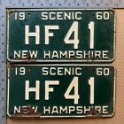 1960 New Hampshire license plate pair HF 41 YOM DMV clear Ford Chevy Dodge 4370
