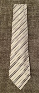 BRIONI Men’s Designer Silk Silver & Black Striped Neck Tie 60” Length - Picture 1 of 13