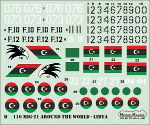 ModelMaker 1/72 D72110 MiG-21 Around The World - Libya Aircraft Decal - Picture 1 of 2