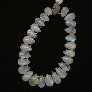 26Pcs 57Cts  Natural Rainbow Moonstone Teardrop Briolette 8x5-11x5mm#13587 - Picture 1 of 8