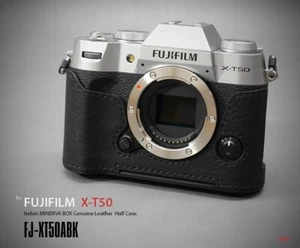 LIM'S Echtleder Kamera Halb Tasche Schwalbenschwanz Platte für Fuji X-T50 ganz schwarz - Bild 1 von 14