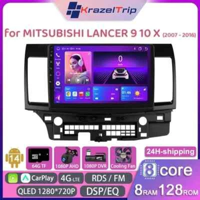 8 Core QLED Car Radio for MITSUBISHI LANCER 2007 -2016 Carplay Android 4G DSP FM - Image 1 of 4