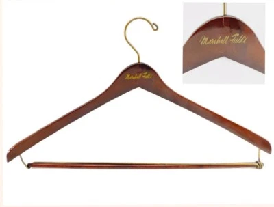 Vintage Marshall Field's Wooden Suit Hanger w Pant Bar Chicago Department Store - Image 1 of 4