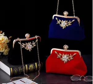NEW Women's Evening Bags & Clutches Prom Totes Suede Ladies Elegant Clutch Bag - Picture 1 of 15