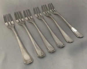 CHRISTOFLE - AMERICA- FRANCE - SILVERPLATE - OC -  6 COCKTAIL FORKS - FLATWARE - Picture 1 of 7