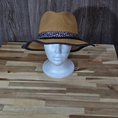 Sombrero de sol de ala ancha STEVE MADDEN pajita de papel negro tostado borla trenzada talla única Foto 1 de 4