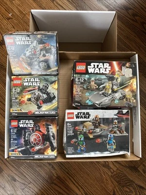 Lego Star Wars Lote 75131 75267 Microfighters 75161 75193 75194 Caja Daños NUEVO Foto 1 de 4