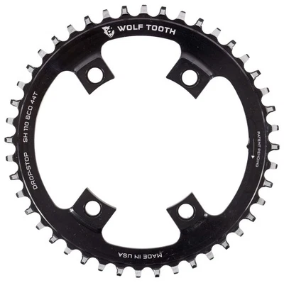 Wolf Tooth Drop-Stop B 110 BCD Asymmetric Road Bike Chainring 44T 4-Bolt 11 Spd - Image 1 of 3
