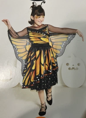 Vestido y tocado disfraz de Halloween mariposa monarca para niños 10-12 grande Foto 1 de 4