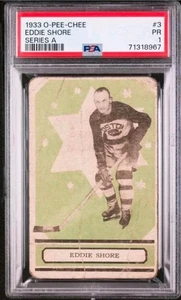 Eddie Shore 1933 O-Pee-Chee Series A #3 POOR PSA 1 - Picture 1 of 1