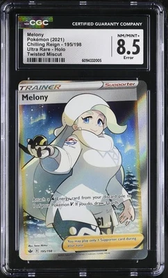 Melony 195/198 Sword & Shield Chilling Reign CGC 8.5 Twisted Miscut Error - Image 1 of 2