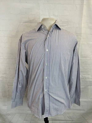 Camisa de vestir Hermes de algodón a rayas blancas azules y rosas para hombre 39 $495 Foto 1 de 4