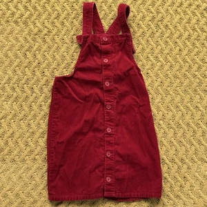 Childrens Place Overall Dress Girls 14 Red Jumper Corduroy Pockets Adjustable - Picture 1 of 3