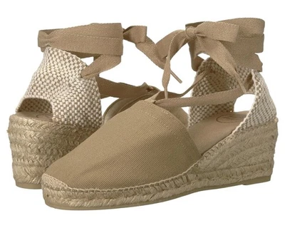 Toni Pons Valencia Zapatos de Cuña 39 Alpargata Piedra Lona Yute Sandalias Sin Cordones 9 Foto 1 de 4