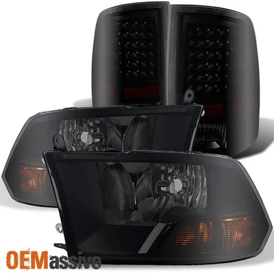 Faros negros ahumados + luces traseras LED para Dodge Ram 1500/2500/3500 2009-2018 Foto 1 de 4