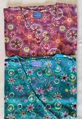Medical Scrub Tops CAROL'S Women's MOCK WRAP STYLE - SIZE 1X (16-18) LOT OF 2  - Image 1 of 4